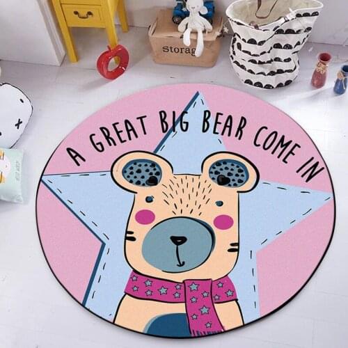 Cartoon Bear Round Carpet 3D Printed Animals Living Room Area Rug Kids Room Antiskid Floor Mats Child Bedroom Crawl Play Carpets