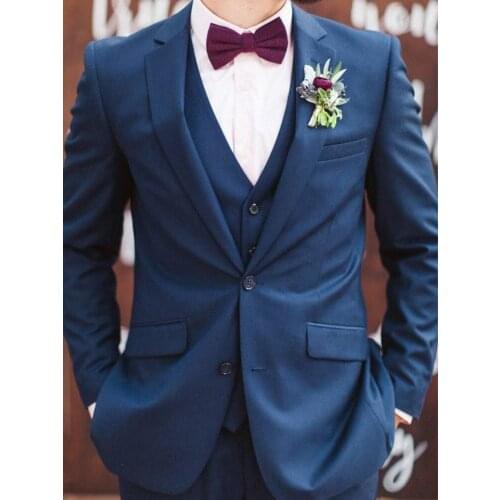 ANNIEBRITNEY Navy Blue 3 Piece Slim Fit Men Formal Suit Set 2020 Groom Wedding Tuxedo High End Prom Wedding Men Cutsom Suit