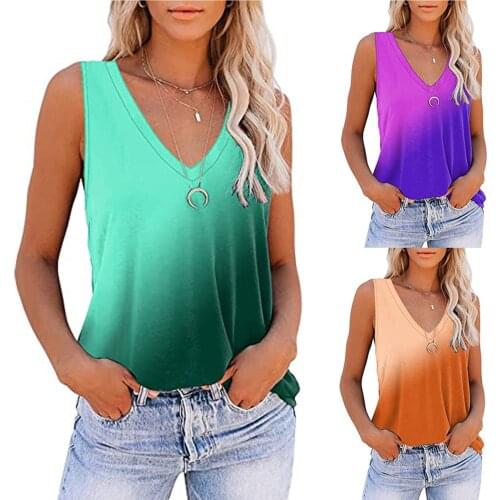 New Summer Plus Size Women Tank Tops Casual Sleeveless Gradient Print Top Fashion Large Size Women Streetwear Shirt Tops