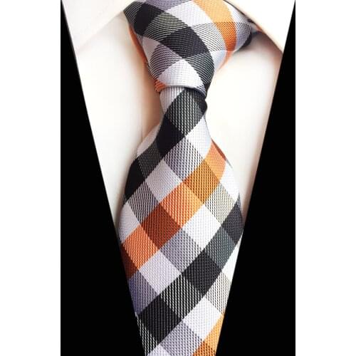New Design 8cm Classy Men Jacquard Woven Tie Popular Plaids Grids Necktie