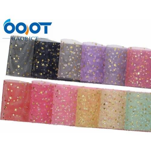 OOOT BAORJCT L-20107-25,55mm 5yards Colorful bronzing stars yarn ribbon,DIY bow headdress gift wrap birthday wedding decoration