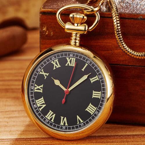 Luxury Golden Luminous Mechanical Pocket Watch Men Women Fob Chain Exquisite Sculpture Retro Copper Automatic Pocket Watch Gifts
