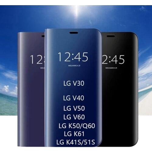 Luxury Mirror Chrome Flip Case For LG V30 V40 V50 V60 K61 K50 K50S K41S K51S Plastic Phone Cover Funda