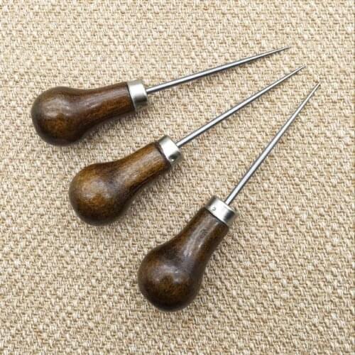 Handwork Awl professional Leather Wood Handle Awl Tools For Leather craft Stitching Sewing Accessories for leather craft tool