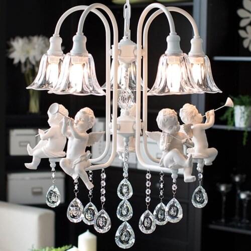 Modern crystal Chandeliers with the angel for living room light modern lamps lustre lighting led