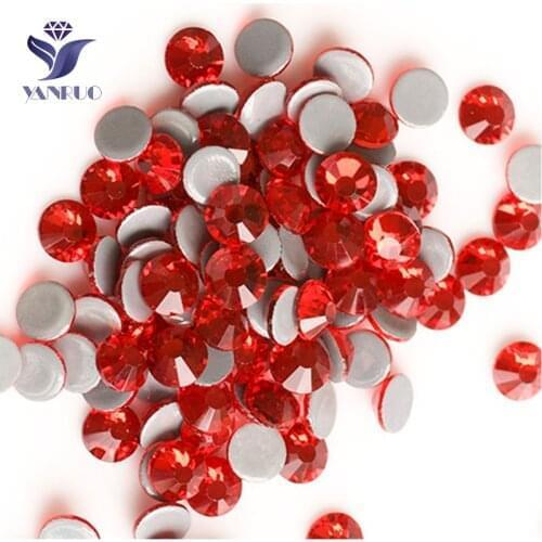 YANRUO 2058HF SS20 Light Siam 1440Pcs Flat Back Hotfix Rhinestones Crystals Strass Glass Stone For Clothes Accessories