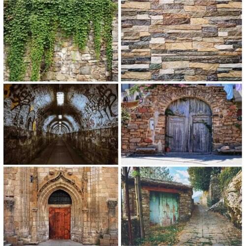 SHUOZHIKE Vinyl Custom Vintage Photography Backdrops Scenery Brick Wall Wooden Door Photo Photography Background NY2ZQ-0155