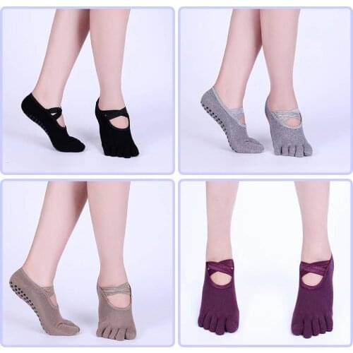 Women professional Yoga Socks Anti-slip Bandage Sock slippers Five Fingers Cotton Short Socks for Ballet Dance Fitness Sport