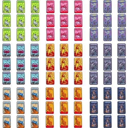 Pulaqi 10PCS Twelve Constellations Patch Stripe Wholesale Patches Iron On Patches For Clothing Wholesale Dropship Custom Patch