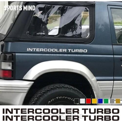 2 X Intercooler Turbo Car Sticker Decal Automobiles Car Styling For Mitsubishi Pajero Shogun Montero Side MK2 V20 Accessories