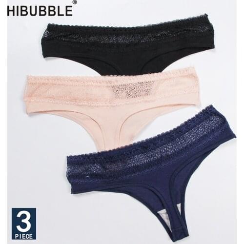 3pcs/set Womens Sexy Thong Cotton Panties Lace Underwear Women Briefs Panty Thongs G Strings Ladies Bikini T Back Female 2019