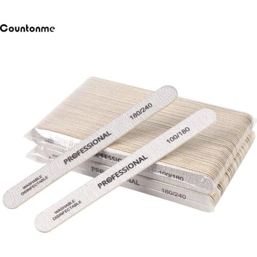 50Pcs/100Pcs Wooden Nail File Strong Thick Stick 100/180 Wood Buffers File 180/240 Grit Emery Board Manicure Acrylic Nail Supply