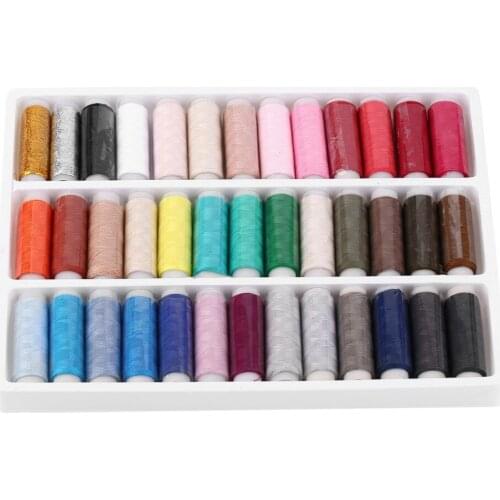 64pc Mixed Colors Sewing Thread Craft Scissor Stitches Needles Tool Sewing Machine Hand Embroidery 200Yard Each Spool Sewing Kit