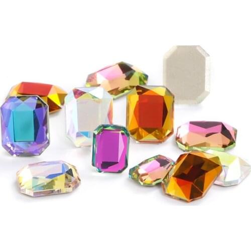 6x8mm Octagon Crystals Flatback Loose Rhinestones For Nail Art Crystal Applique Strass Glue on Nails Accessories