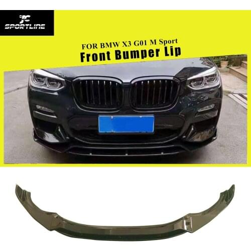 ABS Glossy Black Red Carbon Fiber Look Front Bumper Lip Spoiler Splitters For BMW X3 G01 X4 G02 M Sport 2018 - 2020