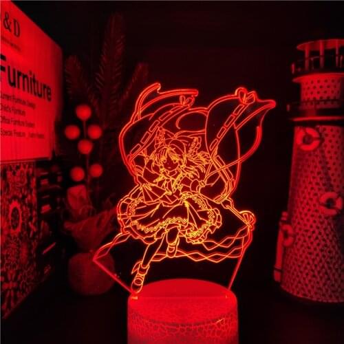 Project Hakurei Reimu Acrylic 3D Led Night Light Anime Lamp Bedroom Decor Lighting Kids Lampe Home Decoration Lampara Manga Gift