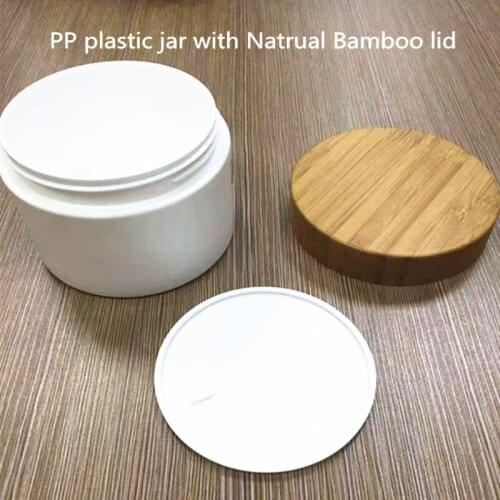 250g Bamboo Container Plastic Wood Cream Jar, Cream Jars Cosmetic Packaging Empty Bamboo Plastic Cosmetic Jar with Lid Reuse