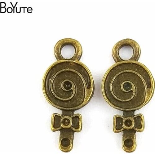 BoYuTe (100 Pieces/Lot) 15*8.5MM Antique Bronze Plated Zinc Alloy Lollipop Charms Metal Pendant for Diy Jewelry Accessories