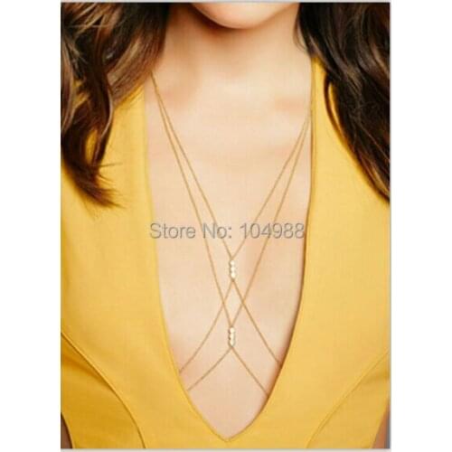FREE SHIPPING B364 WOMEN FASHION GOLD COLOUR CHAINS SMALL WHITE IMITATION PEARLS CHAINS BODY CHAINS JEWELRY 2 COLORS