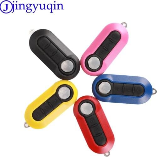 Jingyuqin 10P 3 Button Flip Remote Key Case Shell Cover Housing For Fiat 500 Panda Punto Bravo Car Alarm Keyless Entry Fob