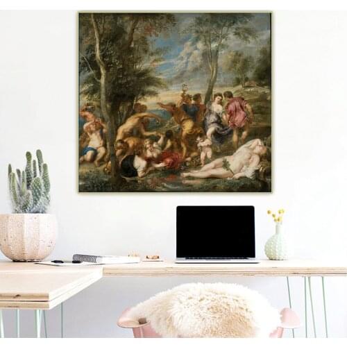 Citon Peter Paul Rubens《Bacchanal of the Andrians》Canvas Oil Painting Artwork Poster Picture Wall Hanging Decorations Home Decor