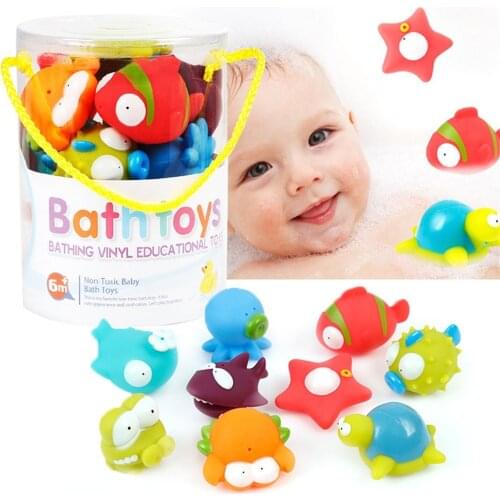 Baby Bath Toys Set Cartoon Marine Animal Kids Cute Soft Vinyl Animal Swimming Water Spraying Float Bathroom Shower Toys Set#g4