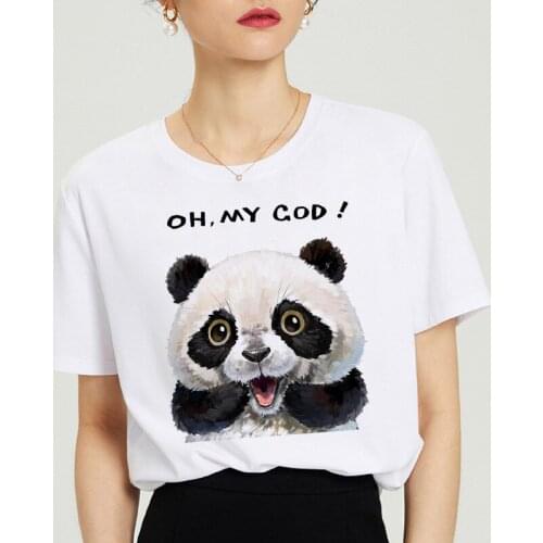 Cute Cartoon Panda Kawaii Print T-Shirt 2020 Women 90s Harajuku vintage Fashion Female T-shirt Graphic Korean Style Tops Tees