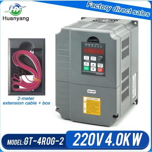 Huanyang 4kw 220v vector control variable frequency drive inverter vfd with extension cable and clamp free shipping
