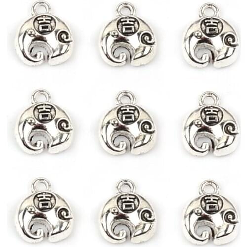 12x14mm Antique Silver Color Chinese Pendant Metal Beads Loose Spacer Beads For Jewelry Making DIY Handmade Charm Bracelets