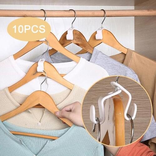 10pcs Non-Slip Hanger Plastic Non-Trace Connection Hook Stackable Link Buckle Detachable Hook Home Wardrobe Space-Saving