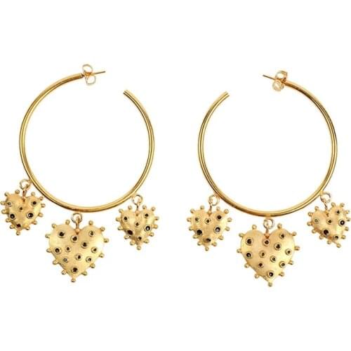 Fashion Heart Tassel Earrings Women Round Alloy Gold Color Statement Earrings Party Wedding Jewelry Gifts