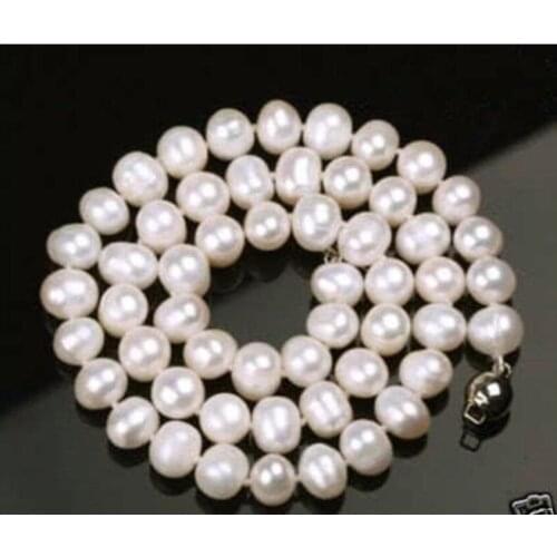 Natural 8-9MM WHITE CULTURED FRESHWATER PEARL NECKLACE 25"