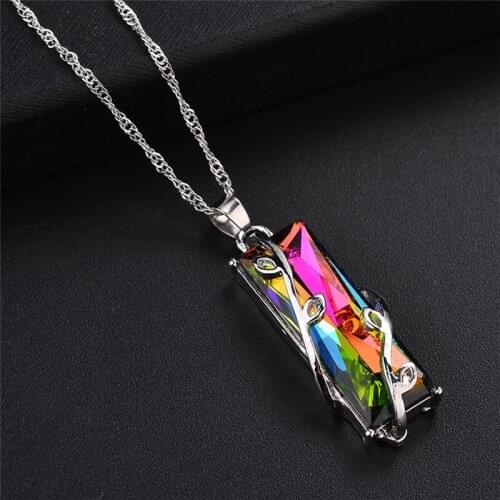 Natural Fire Rainbow Mystic Zirconia Cubic Wholesale New Style For Women Jewelry Gift Neckalce