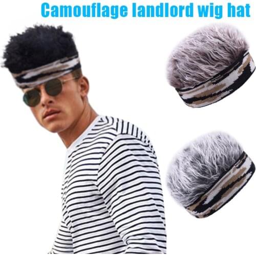 Newest Men Beanie Wig Hat Fun Short Hair Caps Breathable Soft Gift for Party Outdoor