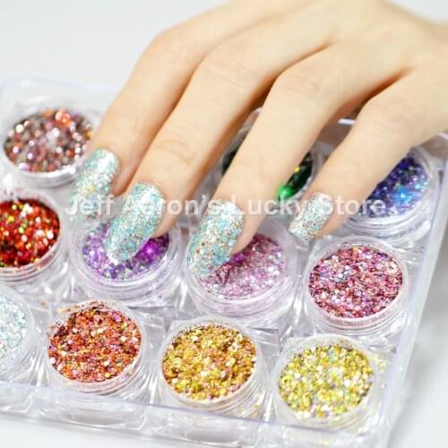 New arrival 1 Jar holographic nail glitter powder sequins for nail art decorations manicure nails supplies tool