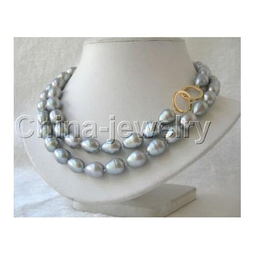 32" 10-12mm natural gray baroque freshwater pearl necklace