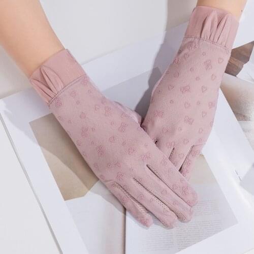 Women Summer Sexy Lace Thin Sunscreen Touch Screen Gloves Breathable Anti-UV Non-Slip Cute Lovely Cartoon Bunny Ears Drive