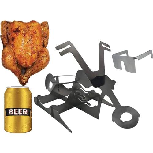 BBQ Chicken Roast Stand Flaming Bike Beer Can Stainless Steel Chicken Roasting Rack BBQ Accessories Tools for grill oven