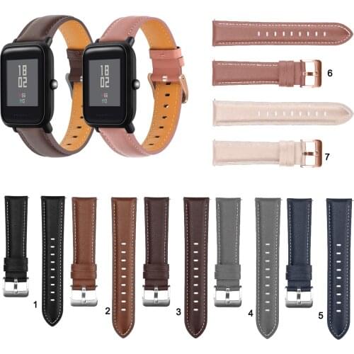 20mm 22mm Fashion Leather Watch Band Strap for Huami Amazfit Bip Lite S U for GTS 2 NEO Replacement Wrist strap Elegant Bracele
