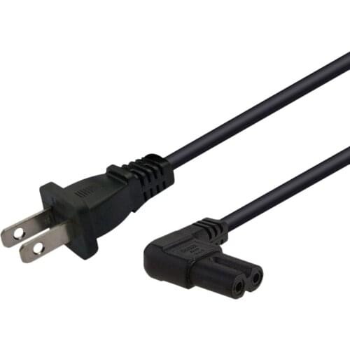 NEMA 1-15P To IEC320 C7 Right Angle Power Cord For TV/PS,USA 2 Prong Angled Power Line Cable,SPT-2X18AWG(US Plug)