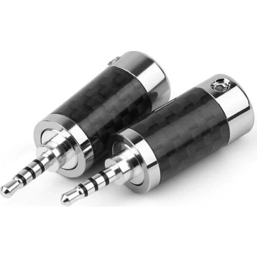 2.5 mm Earphone Plug 4 Poles Stereo Carbon Fiber HiFi Headset Rhodium Plated Audio Jack 6.2mm Wire Hole Line Connector