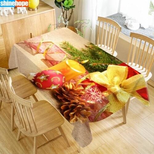 Customize Tablecloth Christmas Candles Oxford Cloth Dust-proof Rectangular Table Cover For Party Home Decor 100X140cm140x250cm