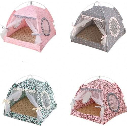 2021 New Pet Dog Tent House Breathable Foldable Puppy Cat Bed House Portable Pet Accessories Cozy Kennel For Small Dog Cat Nest