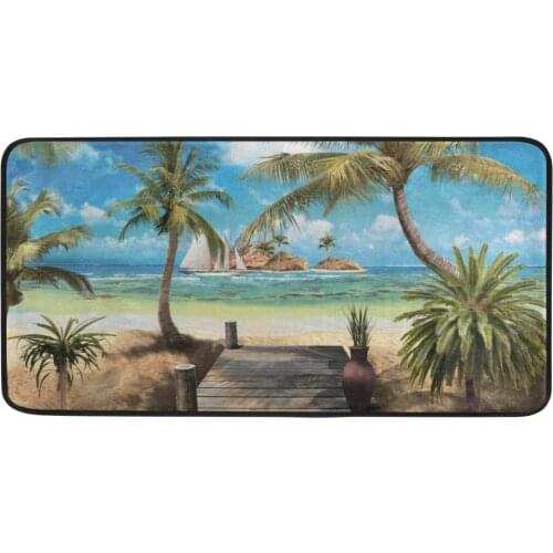 Home Decoration Beach Scenery Design Doormat Room Carpet Non-Slip Waterproof Entrance Floor Mat Kitchen Bedroom Bath Mat Rug
