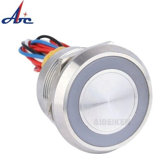 22/25mm/30mm Waterproof IP68 Latching Momentary Touch Push Button Switch Ring LED Lighted Metal Piezo Switch
