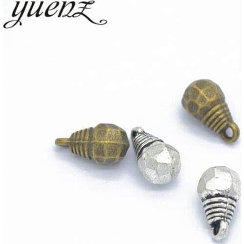 YuenZ 10pcs 2 colour Alloy Metal Antique Sliver light bulb Charm Jewelry Making DIY Handmade Craft 14*7mm J167