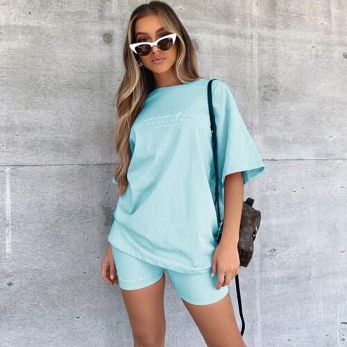 Women Shorts Tracksuit Casual Two Piece Set Summer Clothes Lounge Wear Conjunto Verano Mujer Tshirts Femme 2021 Fashion Outfits
