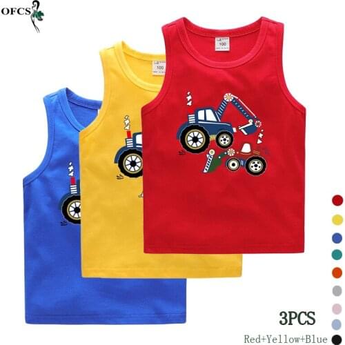 Boys Girls Vests T-shirts Childrens Summer Packaging Sale Candy Color Tops Outfit Kids Clothes Cotton Tees 3PCS Different Color