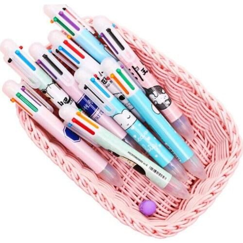 1pc 6 Color Ballpoint Multicolor Hand Pen Cartoon Color Oil Pen Interesting Accessories Stationery Office For School Supplies