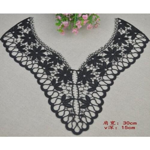 1 Piece Classical Black Embroidery Lace Collar Applique Flower Pattern Neckline Collar Garment DIY Accessories